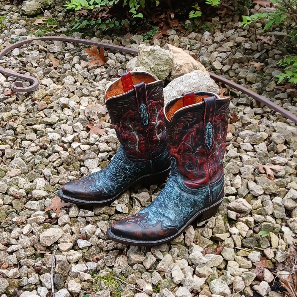 Lucchese Stonewashed Goat Cowgirl Boot Robins Egg N9320 sz 9 - Picture 13 of 16